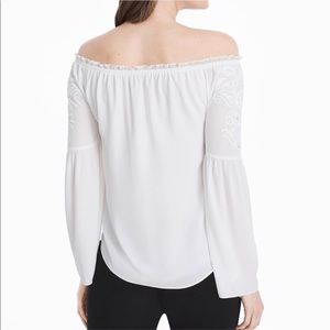 White Off Shoulder Embroidered Top